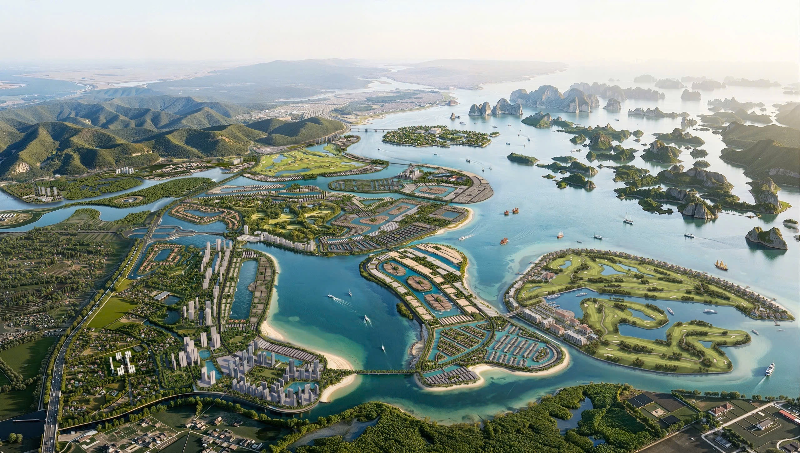 Phối cảnh đô thị Vinhomes Global Gate Hạ Long bên vịnh di sản